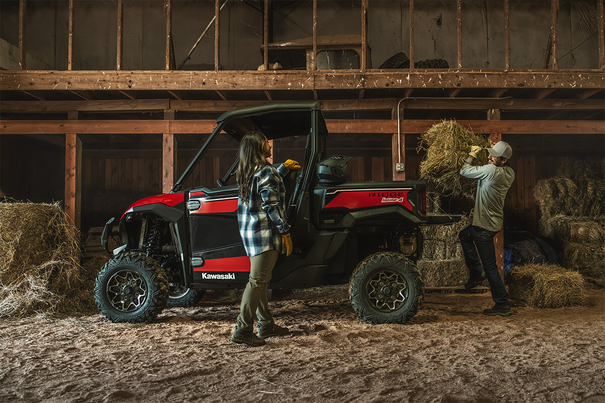 Profile angle of a side x side being loaded in a barn.