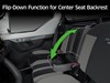 Graphic treatment showing the seat flip down function on a side x side.