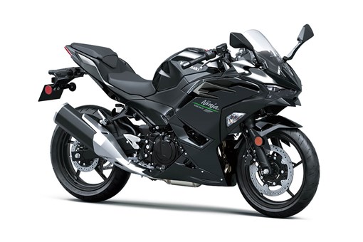 Three-quarter front angle of a black motorcycle staged in a white studio background. opens in a new window
