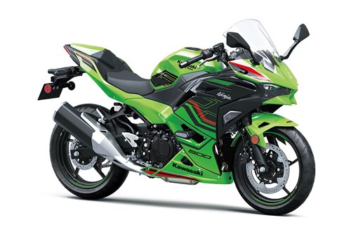 Three-quarter front angle of a motorcycle staged in a white studio background. opens in a new window