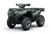 Three-quarter front angle of a green ATV staged in a white studio background.
