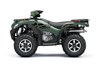 Profile angle of a green ATV staged in a white studio background.