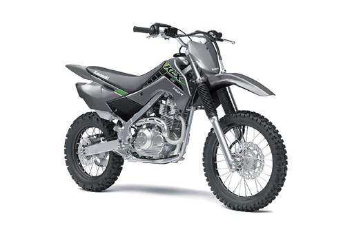 Three-quarter front angle of a gray motorcycle staged in a white studio background. opens in a new window