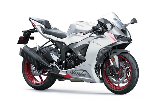 Three-quarter front angle of a motorcycle staged in a white studio background. opens in a new window