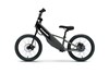 Profile angle of a black electric balance bike staged in a white studio background.