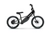 Side angle of a black electric balance bike staged in a white studio background.