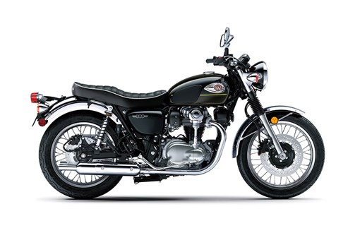 Profile angle of a motorcycle in a white studio background. opens in a new window