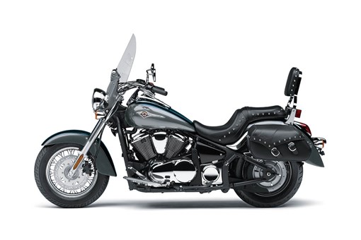 Profile angle of a motorcycle staged in a white studio background. opens in a new window