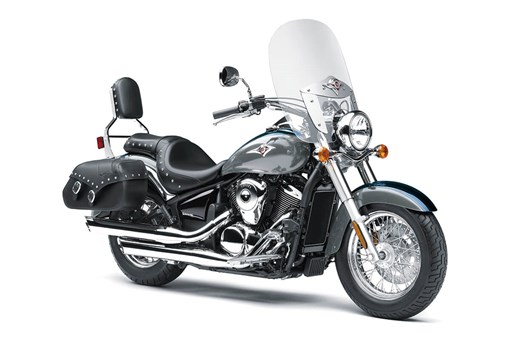 Three-quarter front angle of a motorcycle staged in a white studio background. opens in a new window