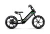 Profile angle of an electric balance bike staged in a white studio background.