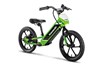 Three-quarter front angle of an electric balance bike staged in a white studio background.