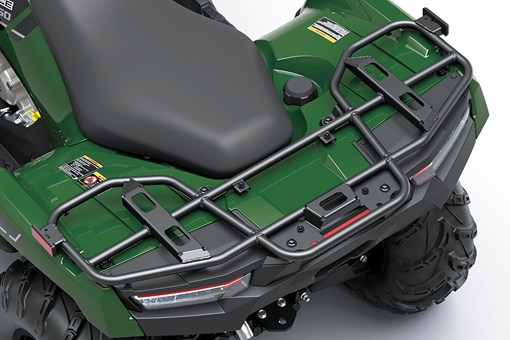 Close-up view of the rear cargo rack of an ATV. opens in a new window