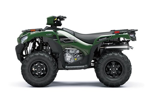Left-side view of a green ATV staged in a white studio background. opens in a new window