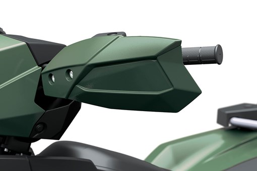 Closeup view of a handguard of an ATV. opens in a new window