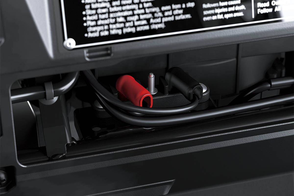 Closeup view of the wiring in a side x side staged in a white studio background.