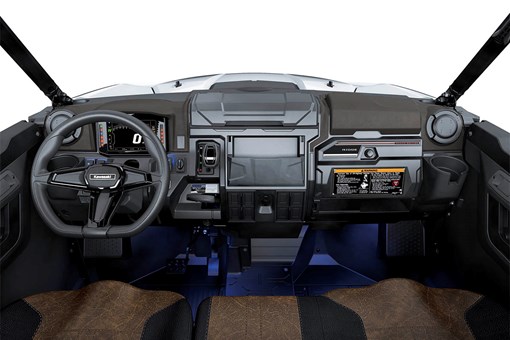 Front angle of the dashboard of a side x side staged in a white studio background. opens in a new window