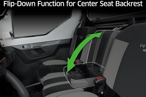 Graphic treatment showing the flip-down arm rest of a side x side. opens in a new window