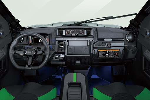 Front angle of the dashboard of a side x side staged in a white studio background. opens in a new window