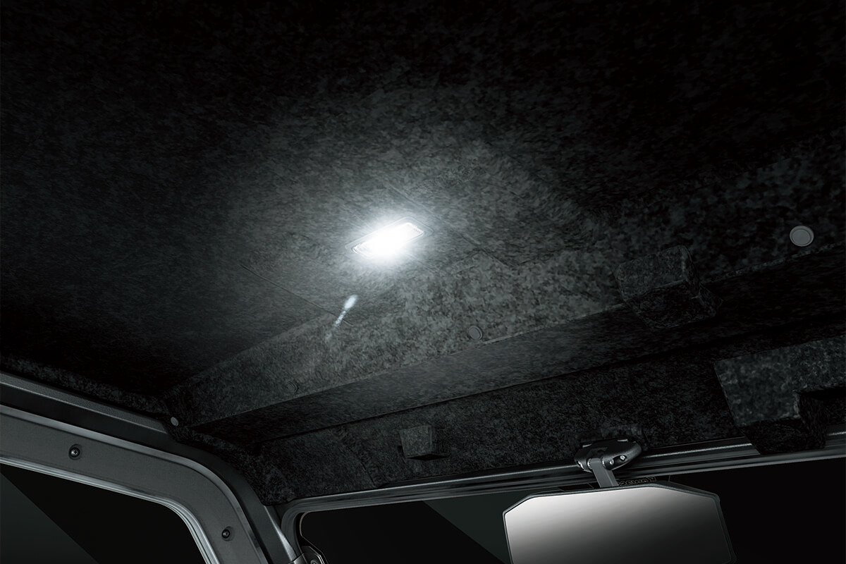 Close-up view of the ceiling light in a side x side.