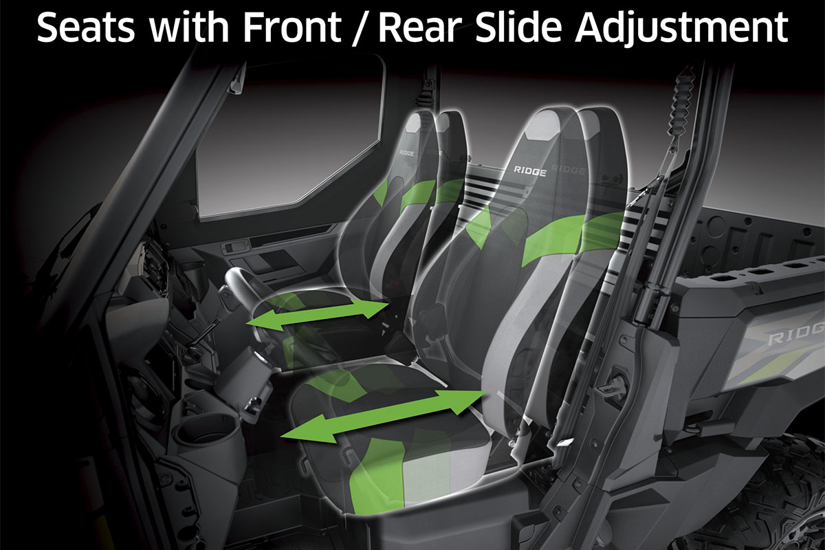 Graphic treatment showing seat adjustability of a side x side.