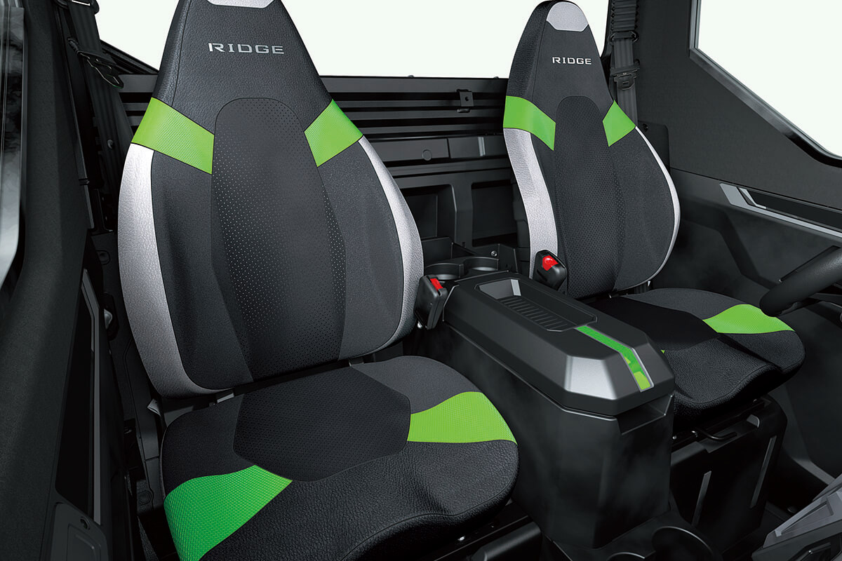 Front angle of the seats in a side x side staged in a white studio background.