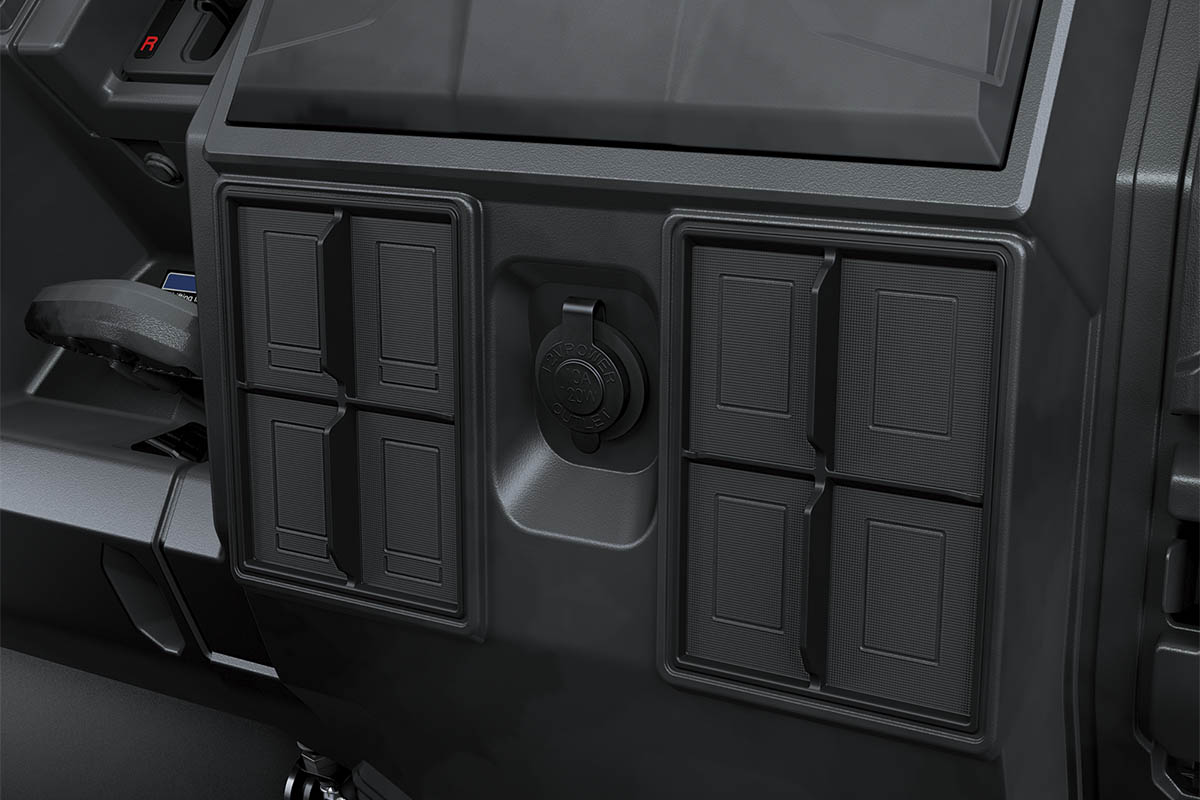 Close-up view of the 12V power outlet in a side x side.