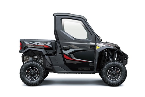 Right side view of a black and red side x side staged in a white studio background. opens in a new window