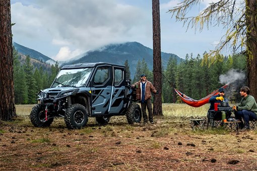 Front three-quarter angle of a side x side in a mountain campground. opens in a new window