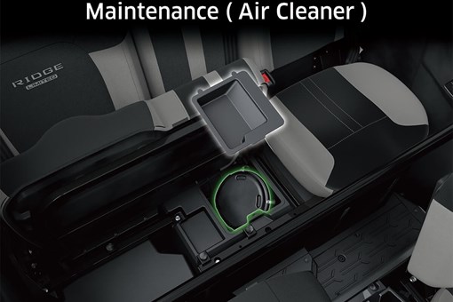 Graphic treatment showing air filter access of a side x side. opens in a new window
