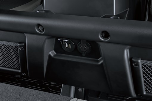 Interior view of rear-seat dual USB-C ports a side x side. opens in a new window