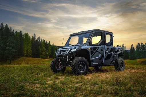 Front three-quarter angle of a side x side at sunset in the mountains. opens in a new window