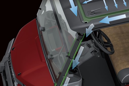 Graphic treatment showing roof drainage of a Neighborhood Activity Vehicle. opens in a new window