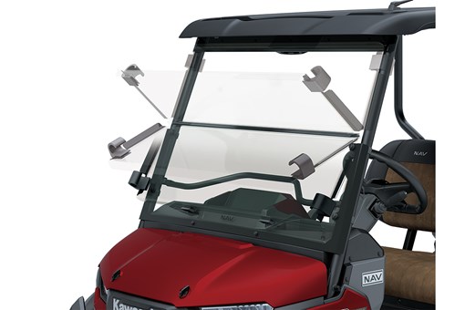 Graphic treatment showing windshield adjustability of a Neighborhood Activity Vehicle. opens in a new window