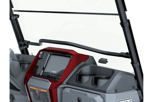 Close-up view of the dashboard and cupholders in a Neighborhood Activity Vehicle. opens in a new window