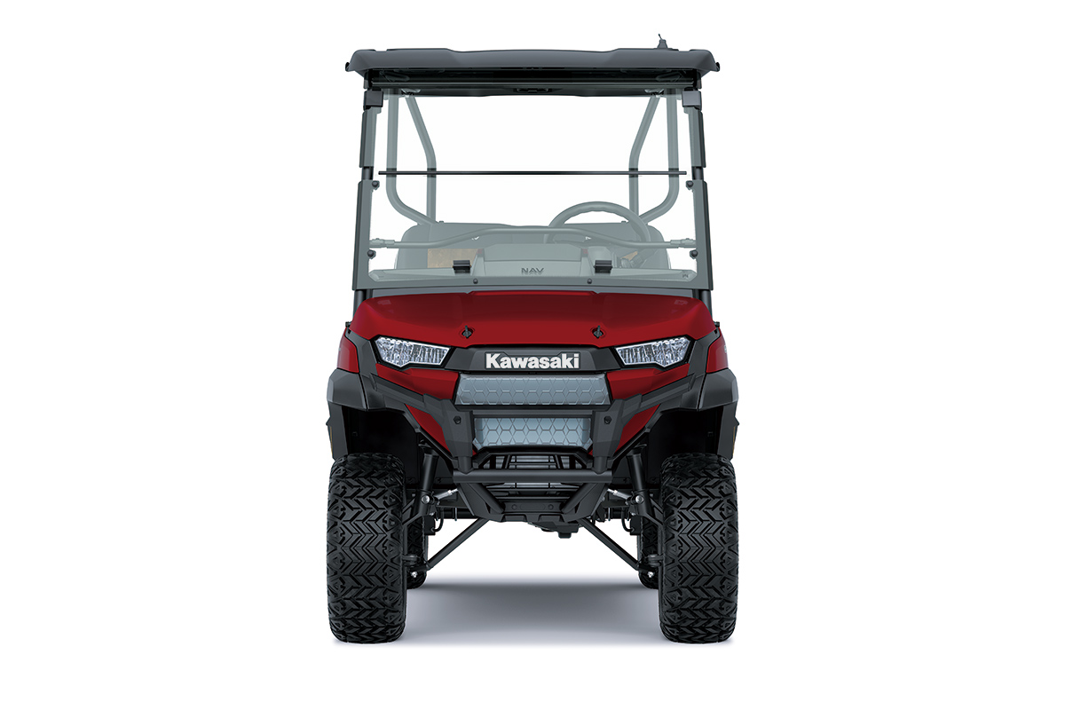 Front angle of a Neighborhood Activity Vehicle staged in a white studio background.