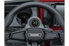 Front close-up view of the steering wheel in a Neighborhood Activity Vehicle.