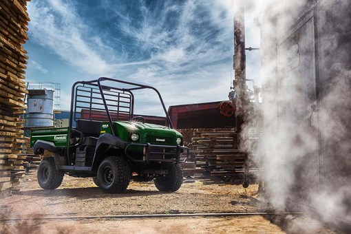 Three-quarter front angle of a side x side parked off-road. opens in a new window
