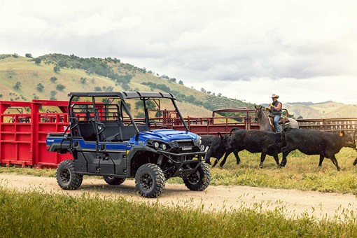 Side angle of a blue side x side parked off-road. opens in a new window
