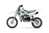 Profile angle of a silver motorcycle staged in a white studio background.
