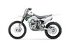 Profile angle of a silver motorcycle staged in a white studio background.