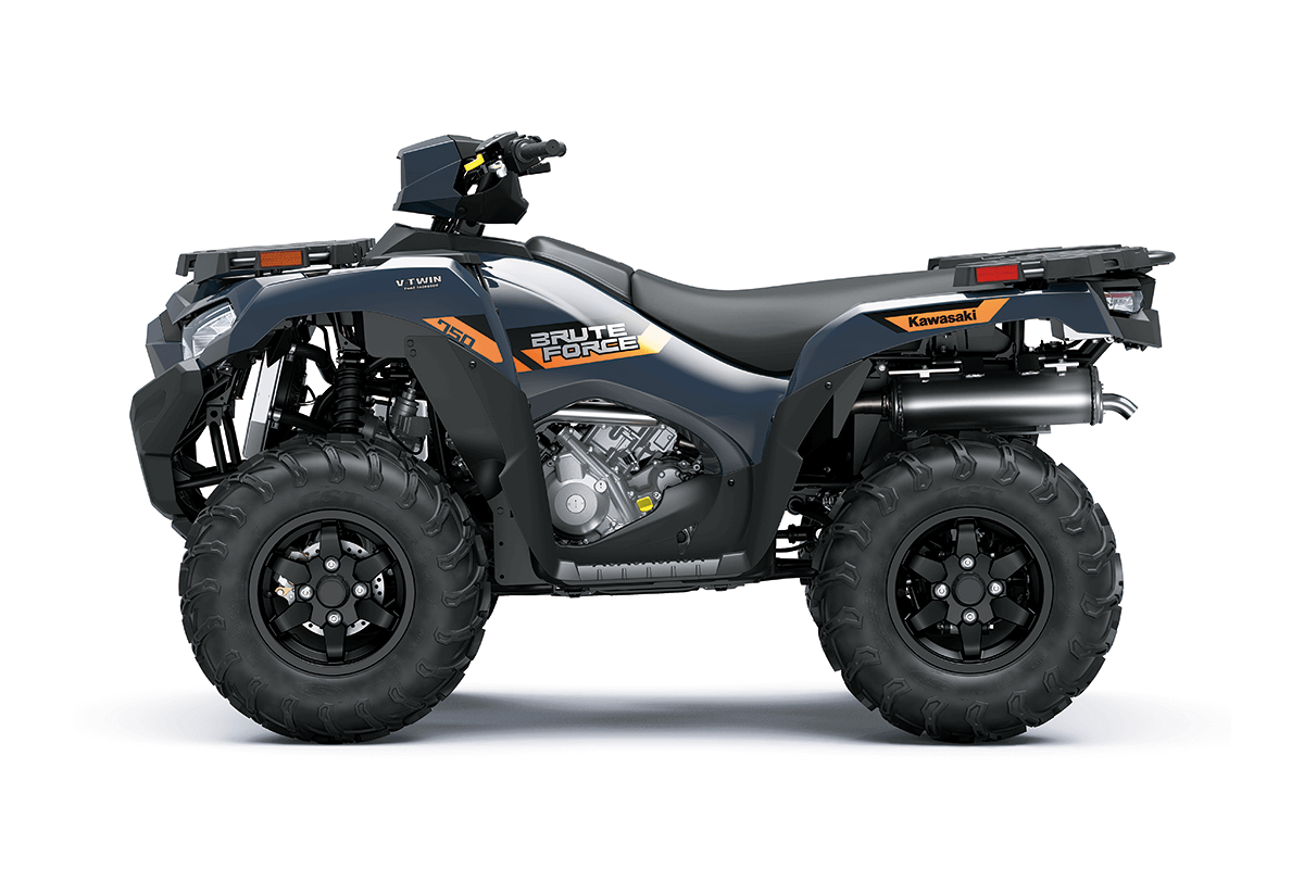 Side angle of an ATV staged in a white studio background.