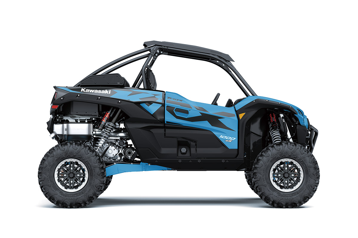 Profile angle of a side x side staged in a white studio background.