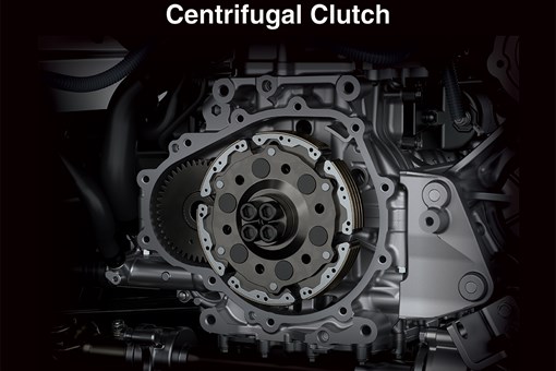 Close-up view of the centrifugal clutch on a side x side. opens in a new window