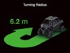 Graphic treatment showing the turning radius of a side x side.