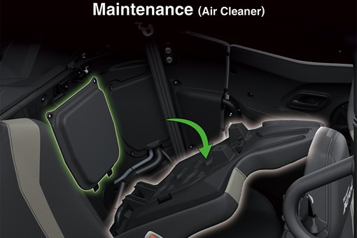 Graphic treatment showing access to the air cleaner on a side x side. opens in a new window