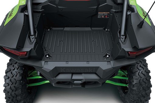 Overhead angle of rear storage on a side x side in a white studio background. opens in a new window