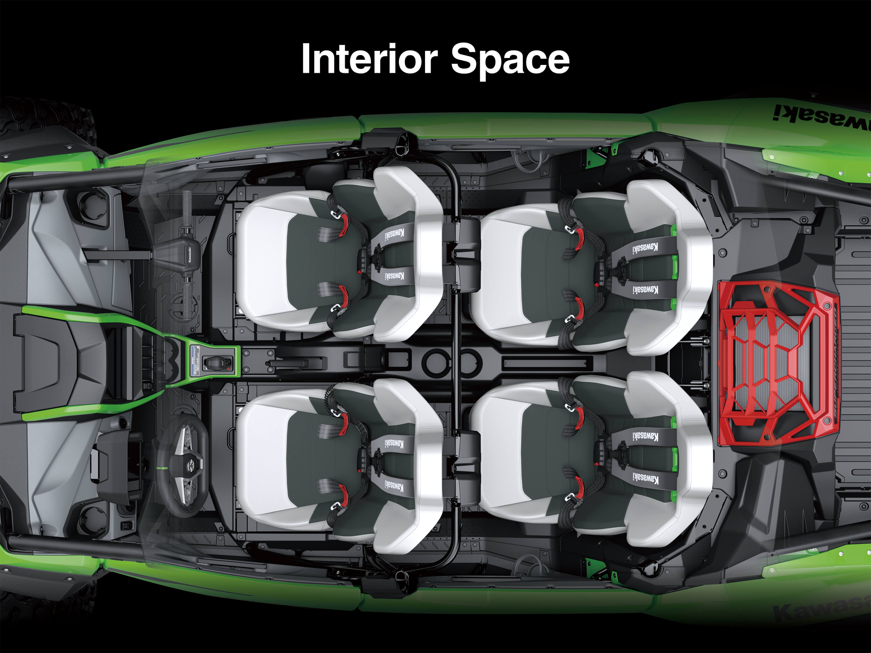Graphic treatment of a side x side interior space.