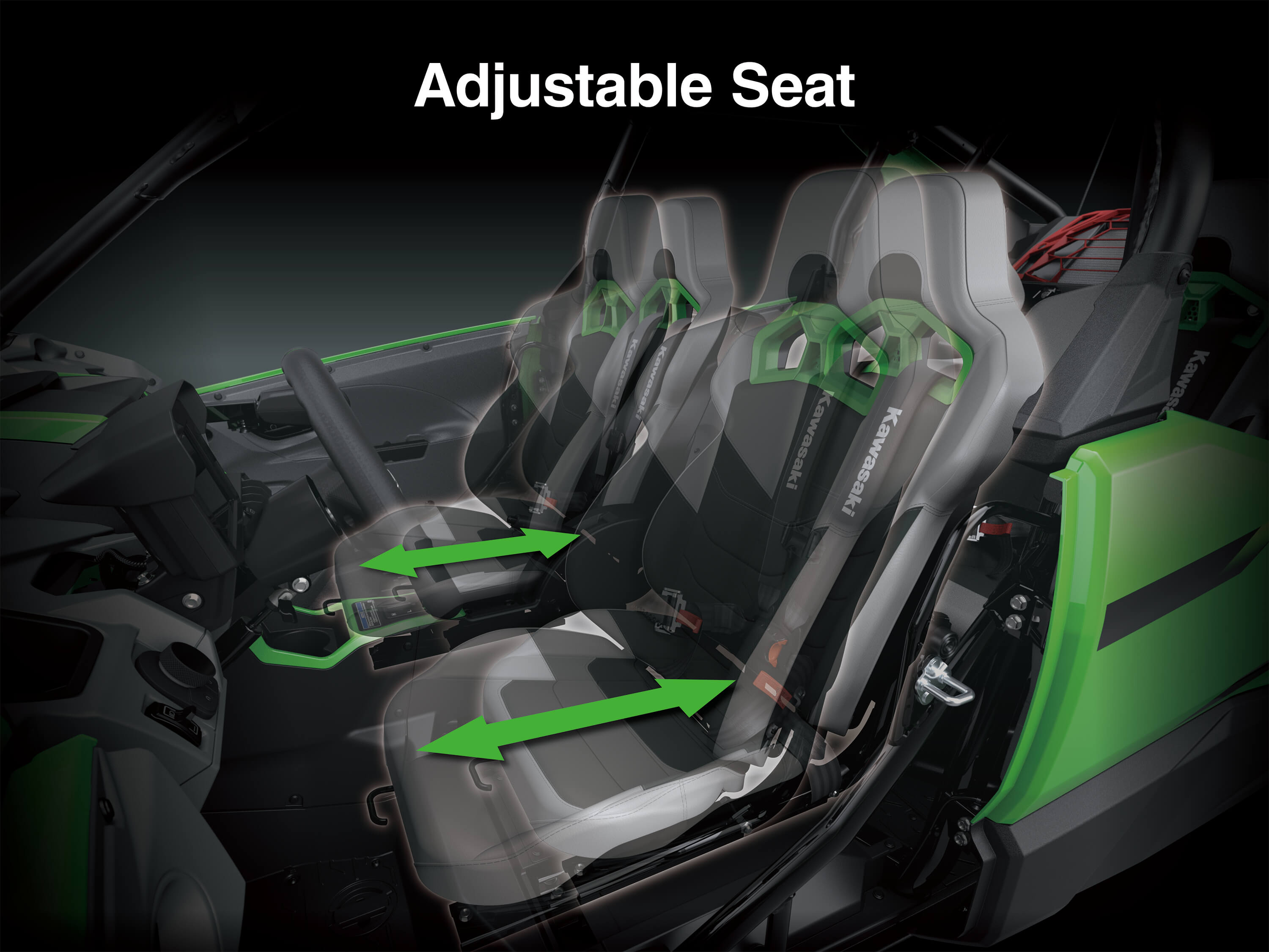 Graphic treatment of a side x side adjustable seats.