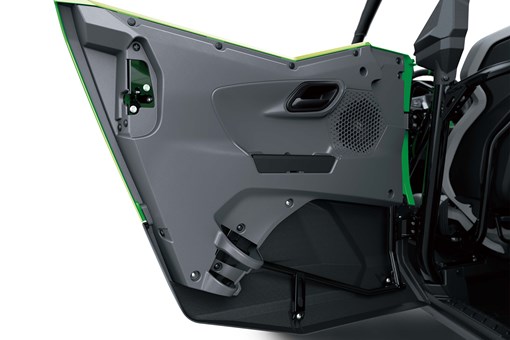 Close-up of the interior of a door on a side x side in a white studio background. opens in a new window