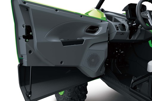 Another close-up of the interior of a door on a side x side in a white studio background. opens in a new window